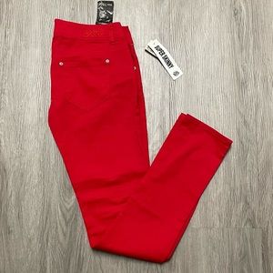 Bubblegum Red Super Skinny Jeans 7/8